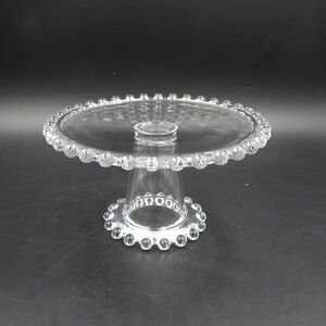 Regency Ambiance Crystal Cake Stand 8 Inch Dessert Plate Clear Beaded Edge